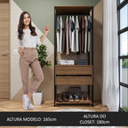 Guarda-Roupa Closet Modulado Valencia 2 Gavetas 70cm Rustic/Preto Madesa