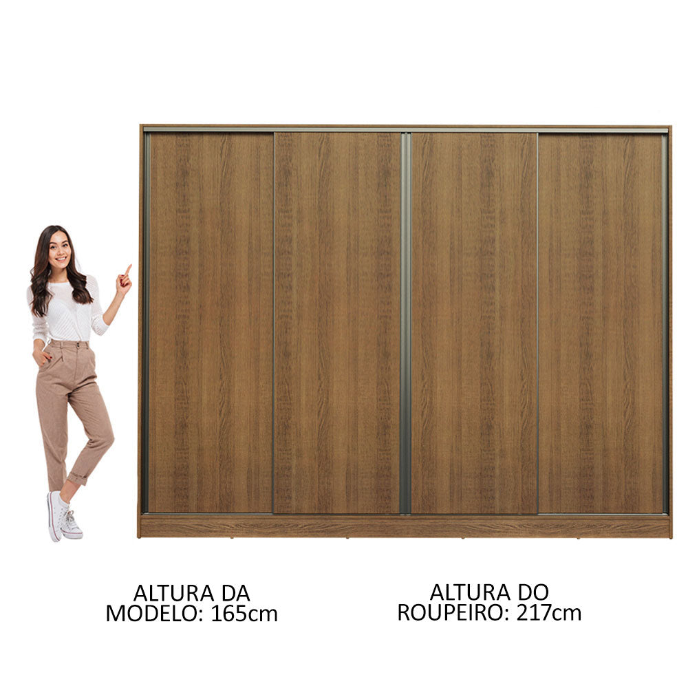 Guarda-Roupa Casal Madesa Apolo 4 Portas de Correr Rustic