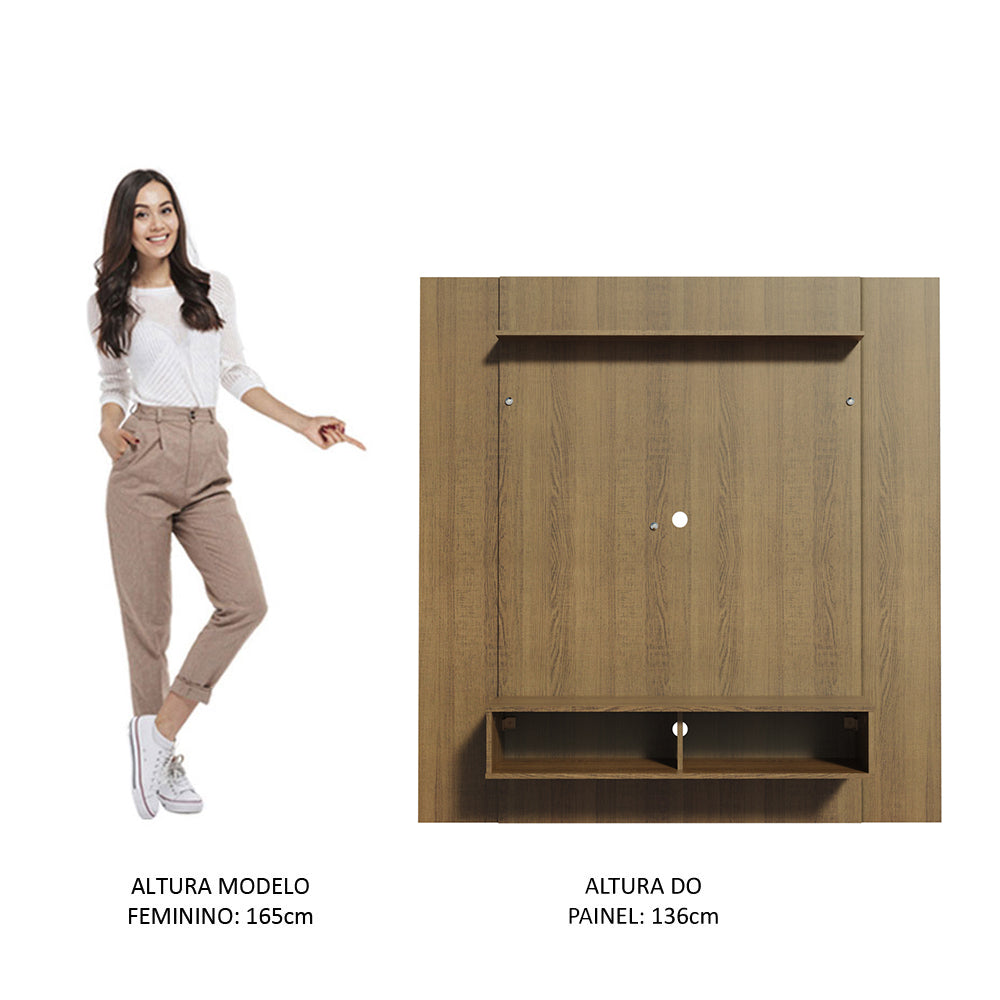 Painel para TV até 50 Polegadas Madesa Arizona 1 Prateleira 2 Nichos Rustic