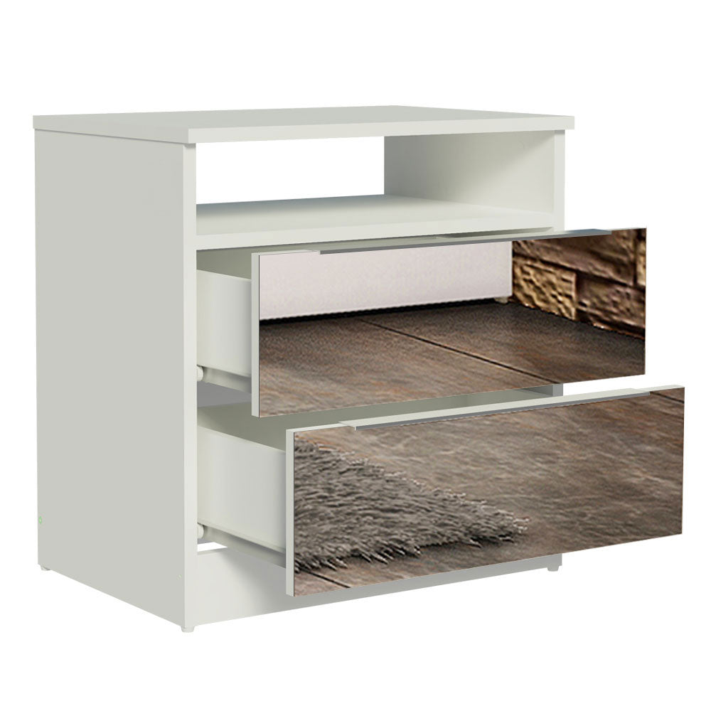 Mesa de Cabeceira Madesa 3227 2 Gavetas com Espelho Branco