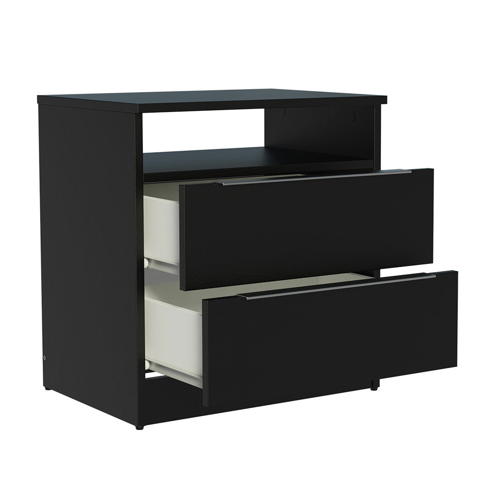 Mesa de Cabeceira Madesa 3227 com 2 Gavetas Preto