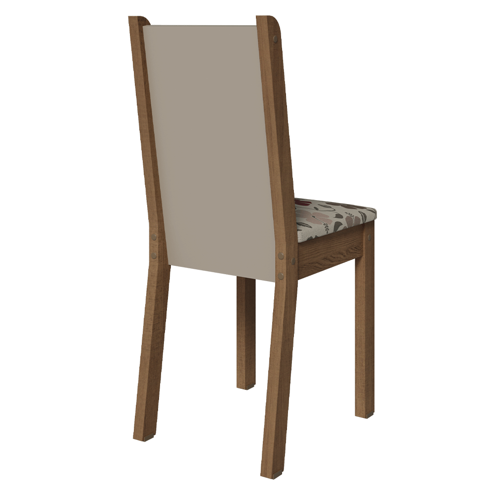 Kit 4 Cadeiras 4291 Madesa Rustic/Crema/Hibiscos