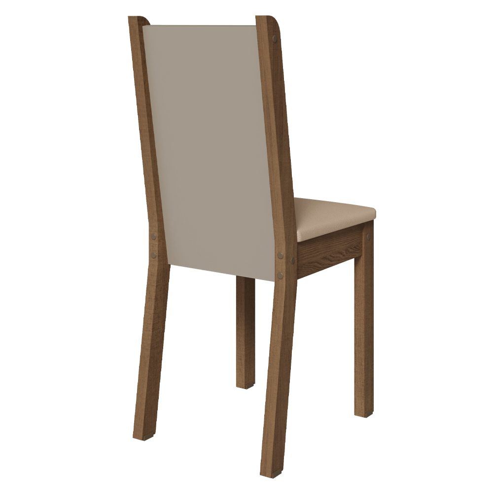 Kit 4 Cadeiras 4291 Madesa Rustic/Crema/Sintético Bege