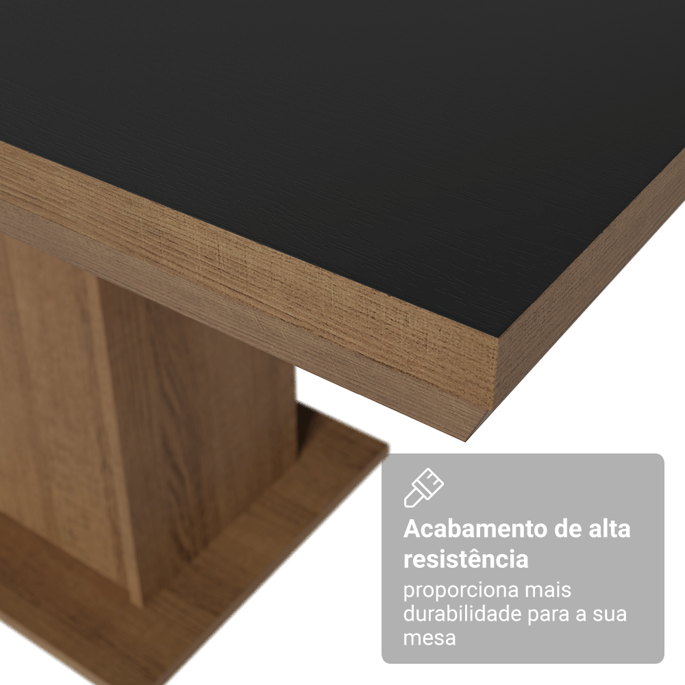 Mesa de Jantar Retangular Tampo com Moldura Rustic/Preto 5275 Madesa
