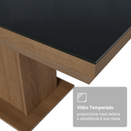 Mesa de Jantar Retangular Tampo com Moldura e Vidro Sobreposto Rustic/Preto 5275 Madesa