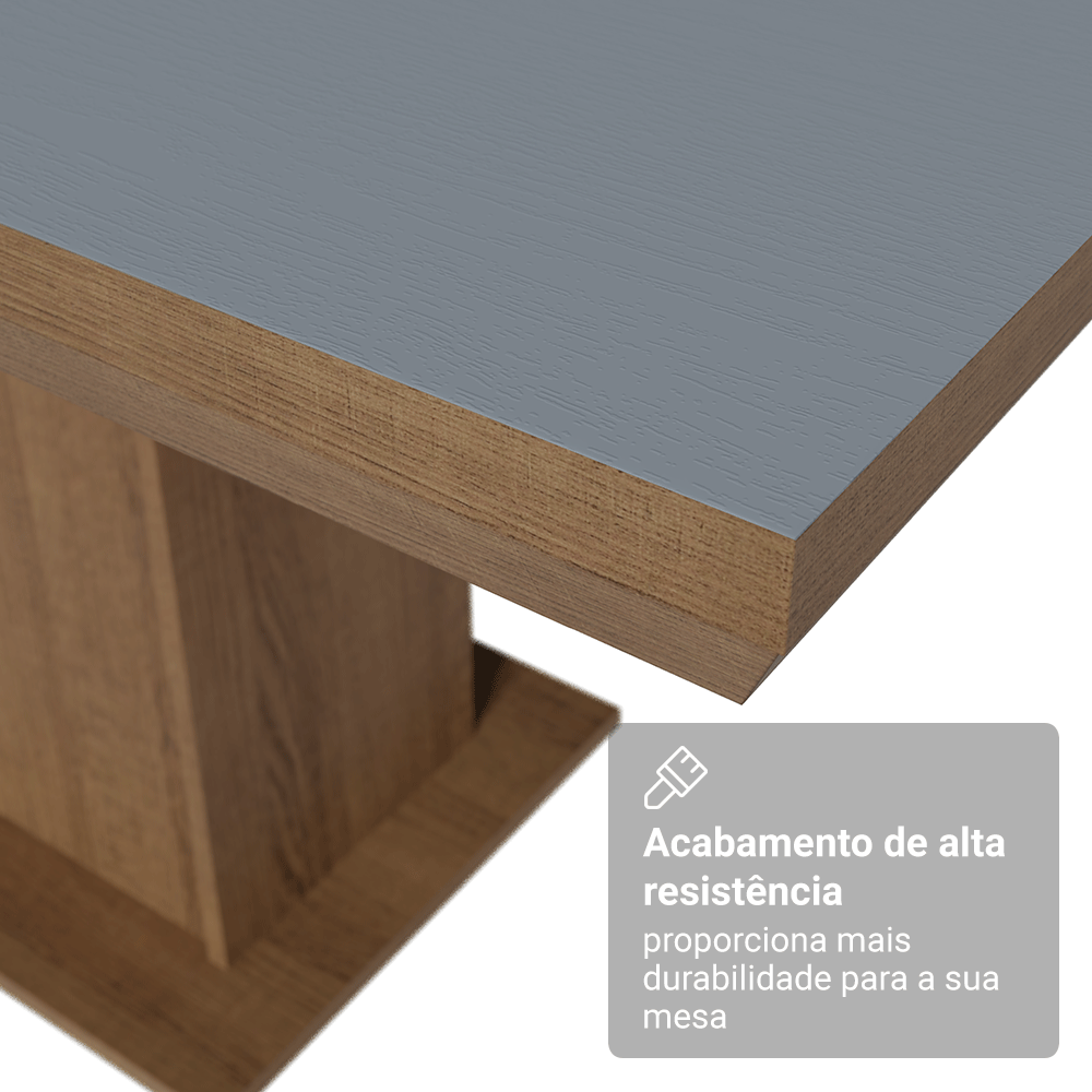 Mesa de Jantar Retangular Tampo com Moldura Rustic/Cinza 5275 Madesa