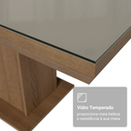 Mesa de Jantar Retangular Tampo com Moldura e Vidro Sobreposto Rustic/Crema 5275 Madesa