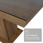 Mesa de Jantar Retangular Tampo com Moldura e Vidro Sobreposto Rustic 5364 Madesa