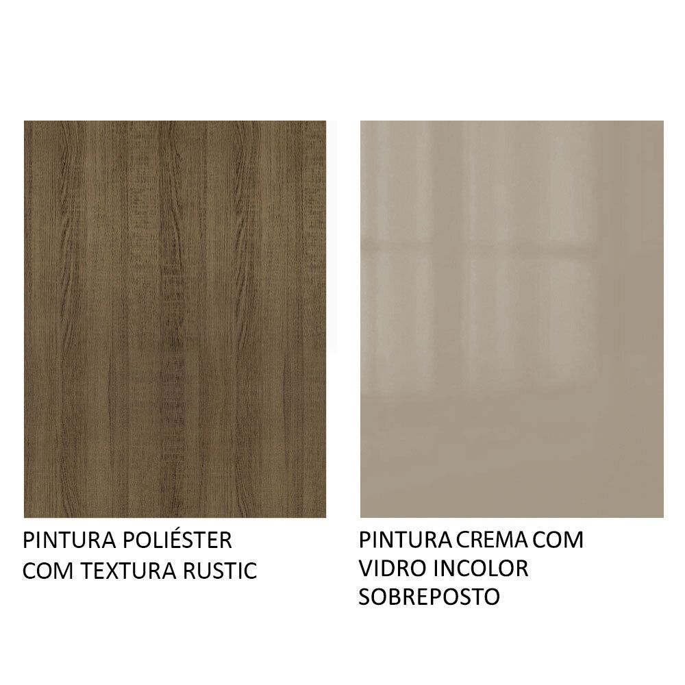 Mesa de Jantar Madesa Retangular Tampo de Vidro 5364 Rustic/Crema