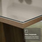 Mesa de Jantar Madesa Retangular Tampo de Vidro 5364 Rustic/Crema