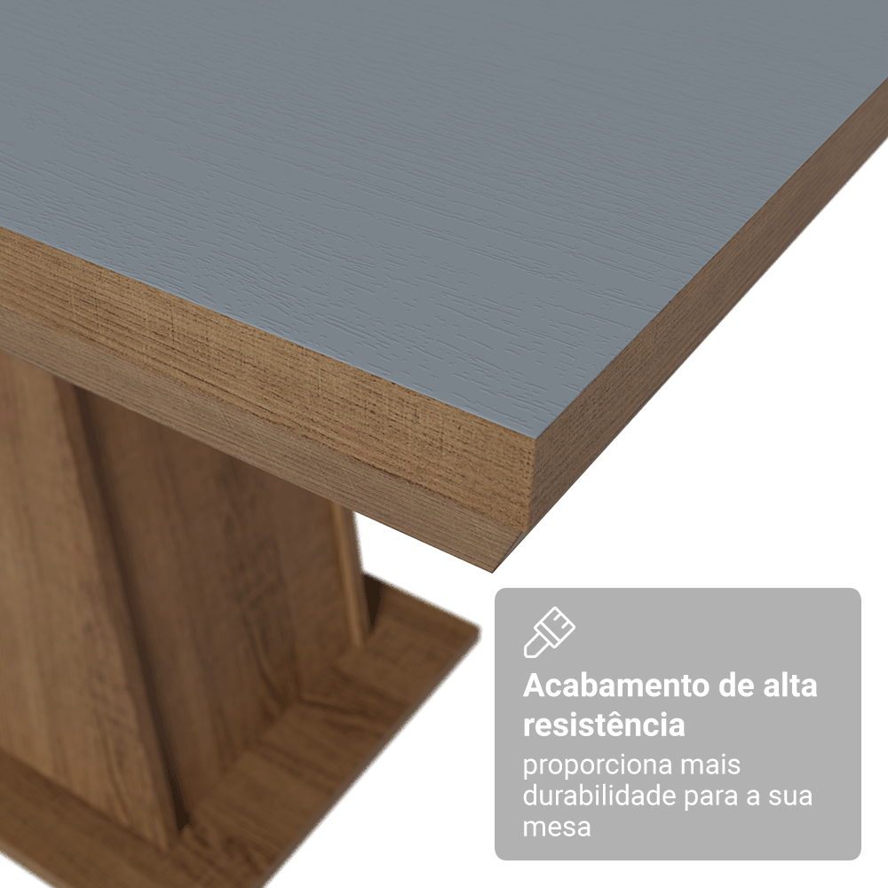 Mesa de Jantar Retangular Tampo com Moldura Rustic/Cinza 5364 Madesa