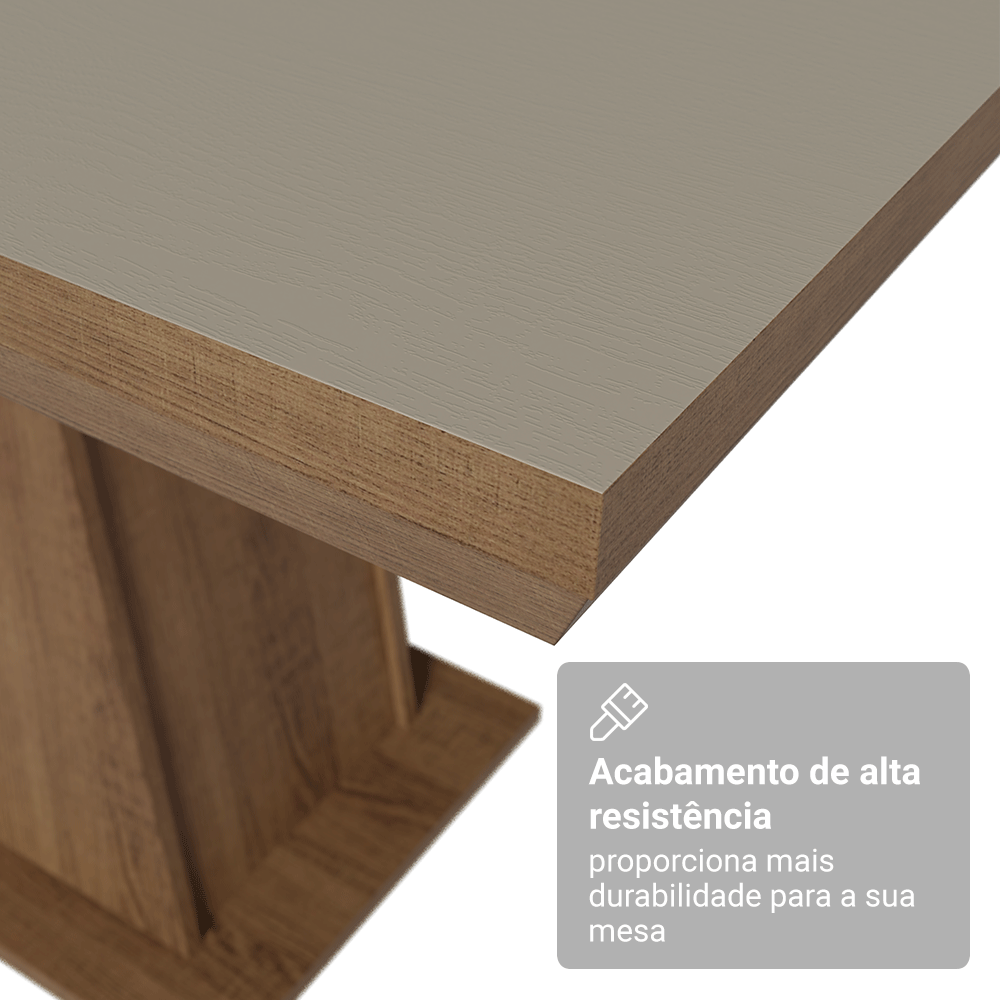 Mesa de Jantar Retangular Tampo com Moldura Rustic/Crema 5364 Madesa