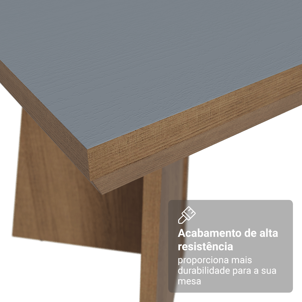 Mesa de Jantar Retangular Tampo com Moldura Rustic/Cinza 5389 Madesa