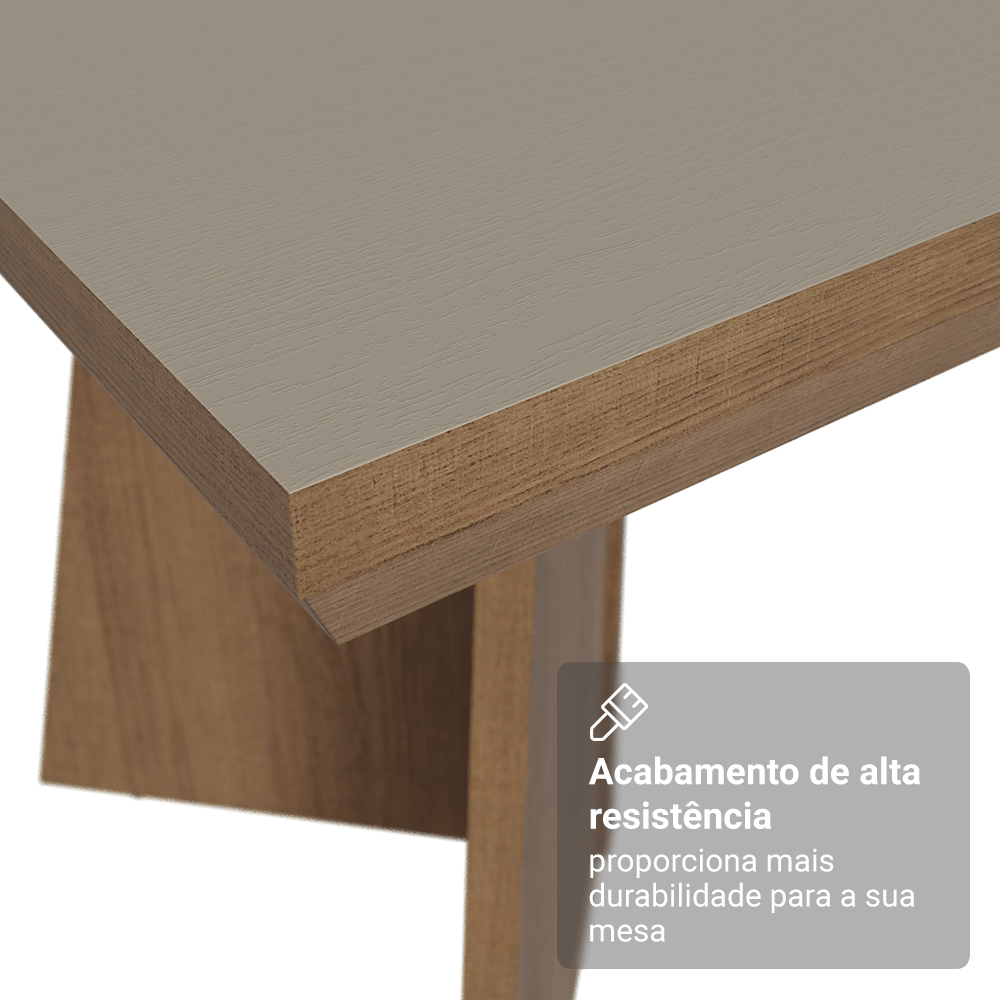 Mesa de Jantar Retangular Tampo com Moldura Rustic/Crema 5389 Madesa