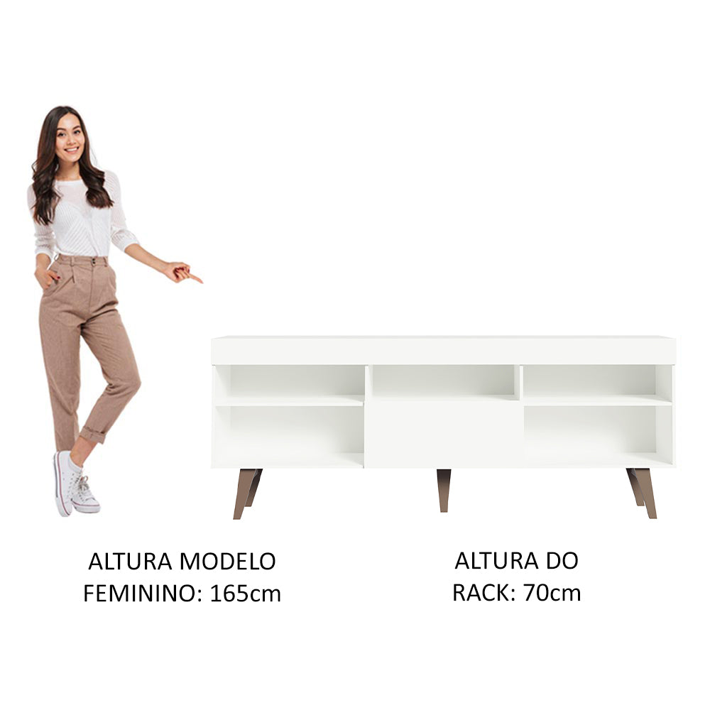 Rack para TV até 75 Polegadas Lille Madesa 180 cm 1 Porta Branco