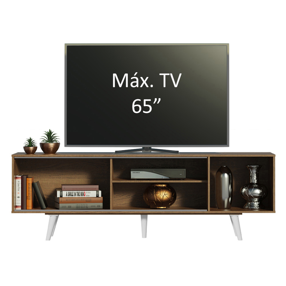 Rack Madesa Dubai para TV até 65 Polegadas com Pés Rustic/Branco 5Z09