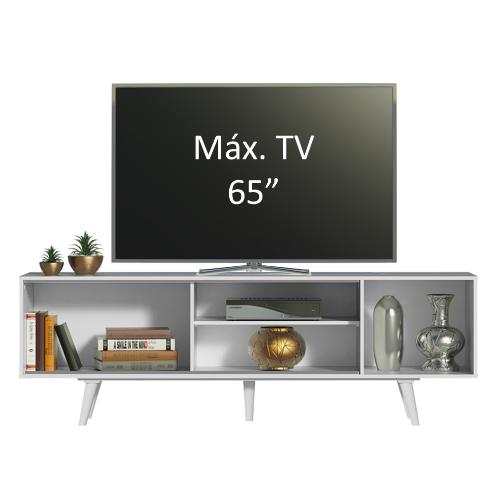 Rack Madesa Dubai para TV até 65 Polegadas com Pés Branco/Preto 7309