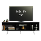 Rack Madesa Dubai para TV até 65 Polegadas com Pés Preto/Branco 7709