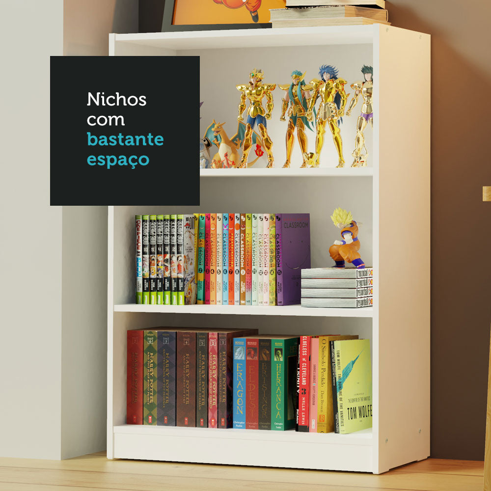 Estante Livreiro Madesa 6907 com 3 Nichos Branco