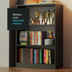 Estante Livreiro Madesa 6907 com 3 Nichos Preto