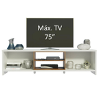 Rack para TV até 75 Polegadas Madesa Metz 180 cm 2 Portas Branco/Rustic