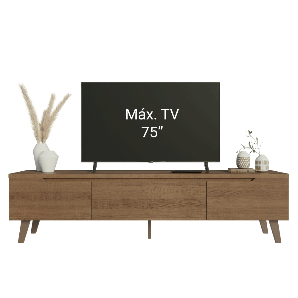 Rack para TV até 75 Polegadas 180 cm 2 Portas 1 Gaveta Rustic Dune Madesa