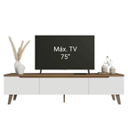 Rack para TV até 75 Polegadas 180 cm 2 Portas 1 Gaveta Rustic/Branco Dune Madesa