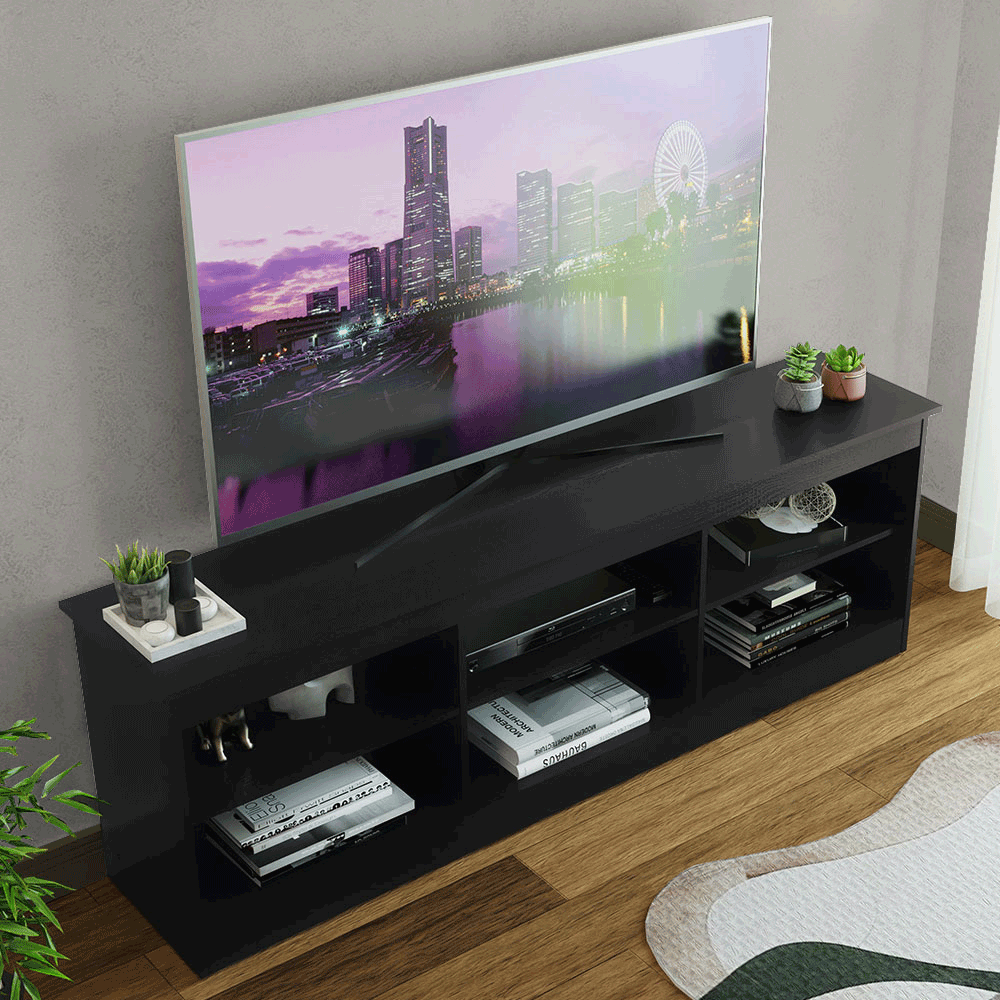 Rack para TV até 80 Polegadas Madesa 6928 com 6 Nichos Preto PO