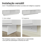 Rack Suspenso para TV até 80 Polegadas 218 cm 2 Portas Branco Vik Madesa