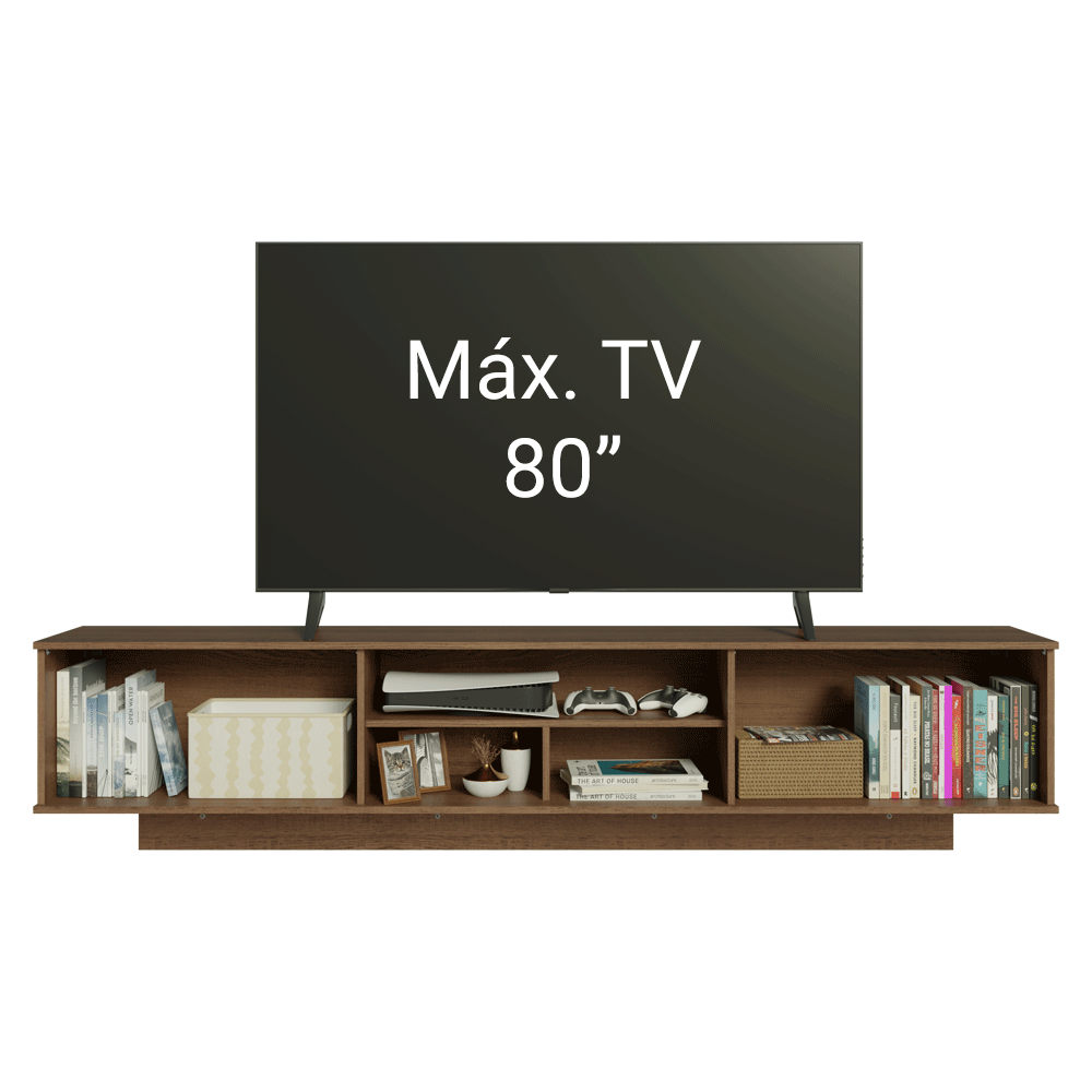 Rack Suspenso para TV até 80 Polegadas 218 cm 2 Portas Rustic/Branco Agata Madesa