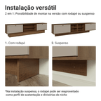 Rack Suspenso para TV até 80 Polegadas 218 cm 2 Portas Rustic/Crema Vik Madesa