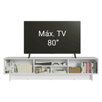 Rack para TV até 80 Polegadas 218 cm 2 Portas Branco/Cinza Agata Madesa