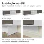 Rack Suspenso para TV até 80 Polegadas 218 cm 2 Portas Branco/Cinza Vik Madesa