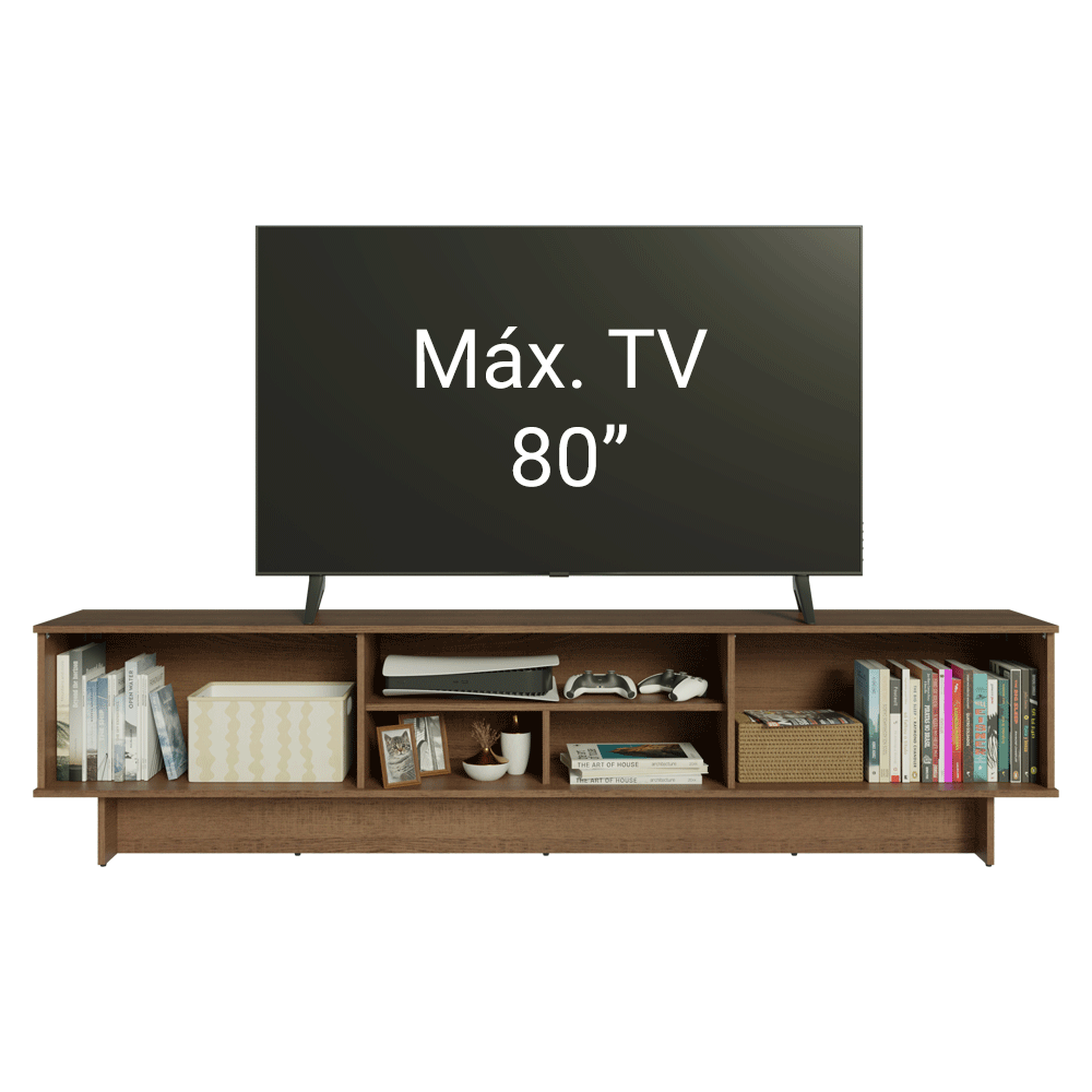 Rack para TV até 80 Polegadas 218 cm 2 Portas Rustic/Cinza Agata Madesa