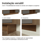 Rack Suspenso para TV até 80 Polegadas 218 cm 2 Portas Rustic/Cinza Vik Madesa