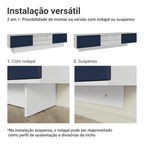 Rack Suspenso para TV até 80 Polegadas 218 cm 2 Portas Branco/Azul Vik Madesa