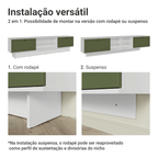 Rack Suspenso para TV até 80 Polegadas 218 cm 2 Portas Branco/Verde Vik Madesa