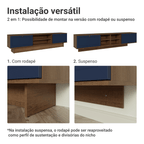 Rack Suspenso para TV até 80 Polegadas 218 cm 2 Portas Rustic/Azul Vik Madesa