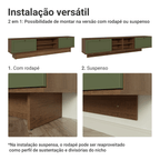 Rack Suspenso para TV até 80 Polegadas 218 cm 2 Portas Rustic/Verde Vik Madesa