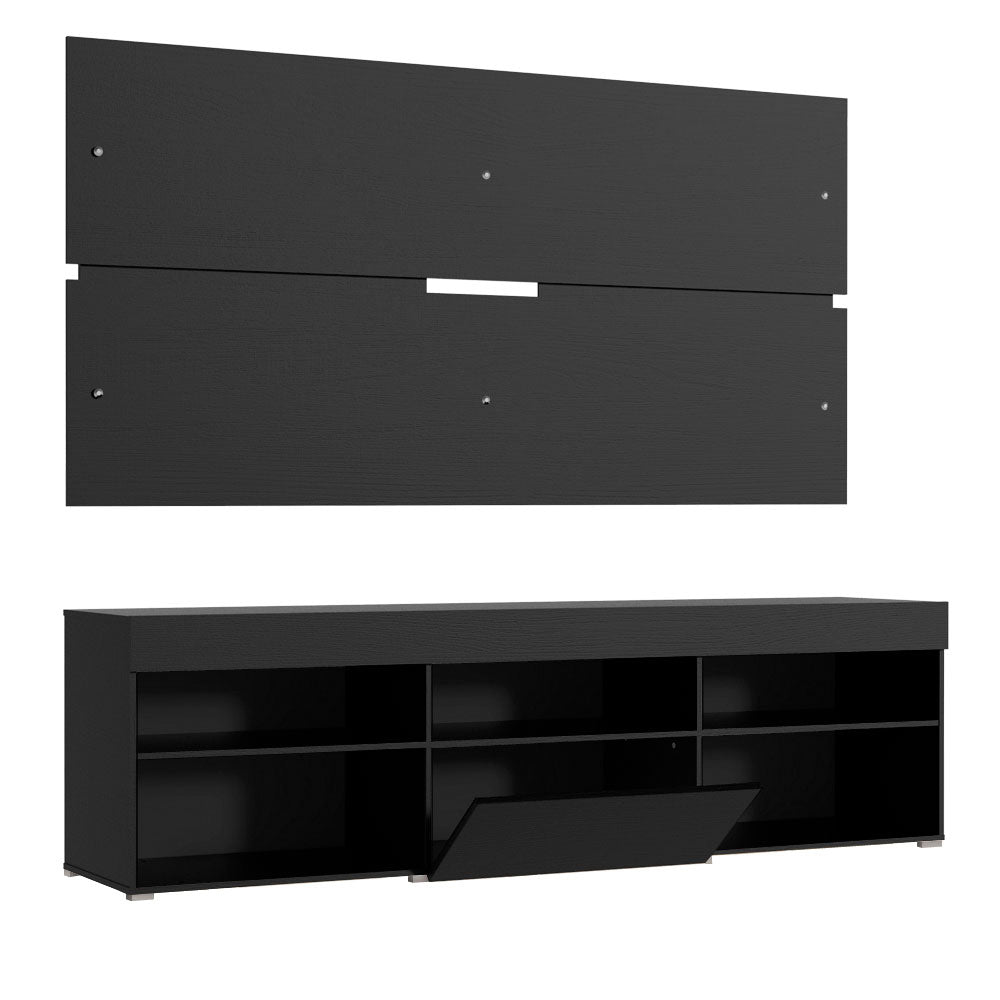 Rack com Painel para TV até 65 Polegadas Madesa Miami 1 Porta Preto