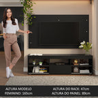Rack com Painel para TV até 65 Polegadas Preto Orlando Madesa