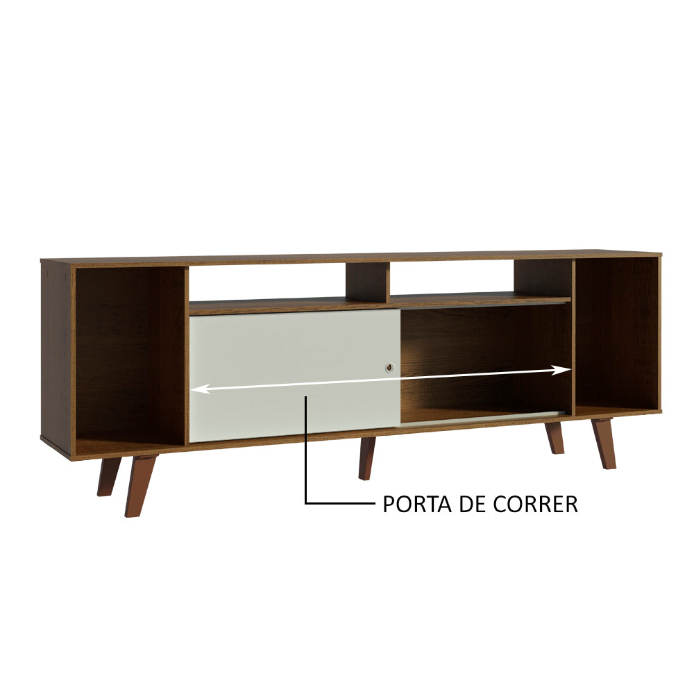 Rack para TV até 65 Polegadas Madesa Cancun com Pés Rustic/Branco 6E5Z
