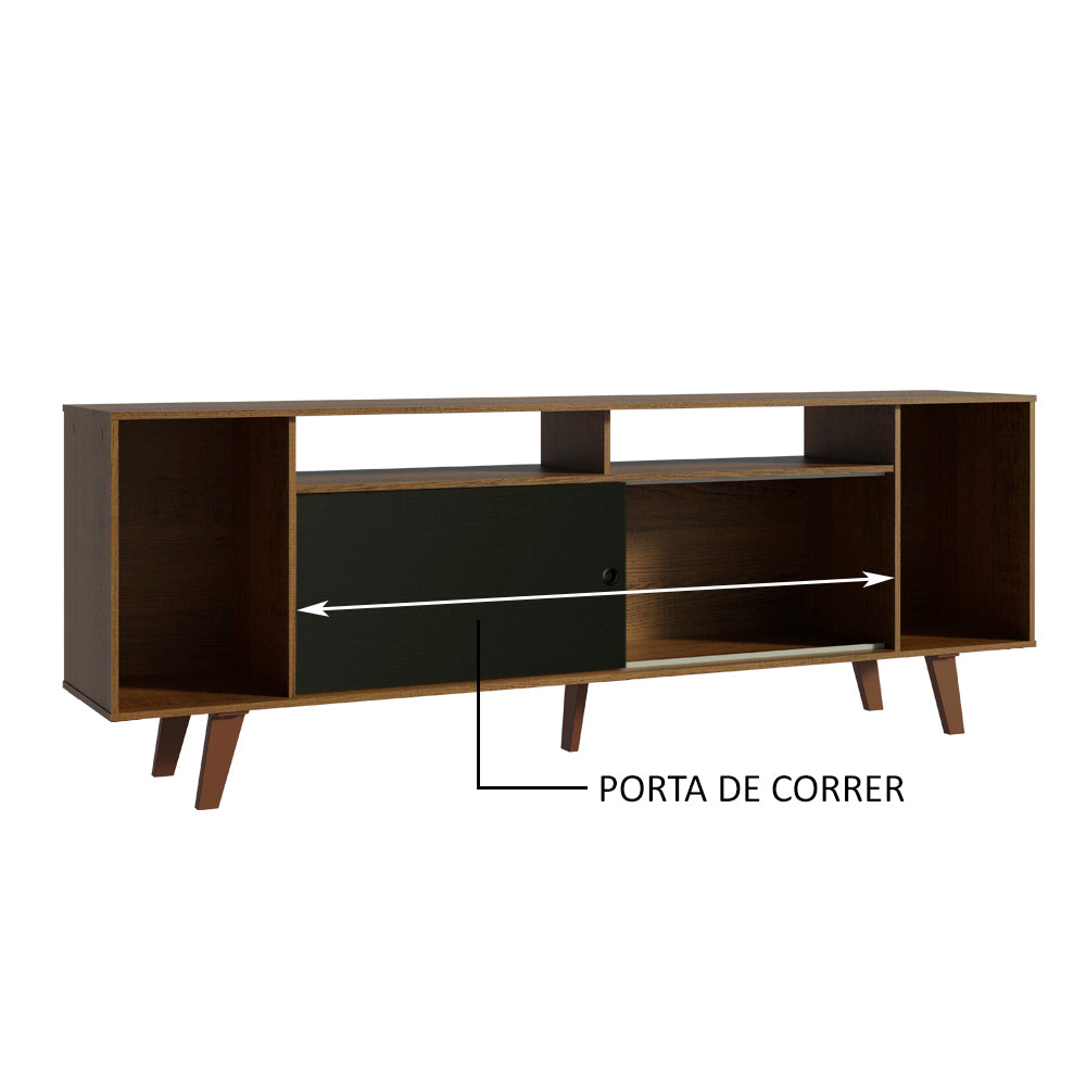 Rack para TV até 65 Polegadas Madesa Cancun com Pés Rustic/Preto 7K5Z