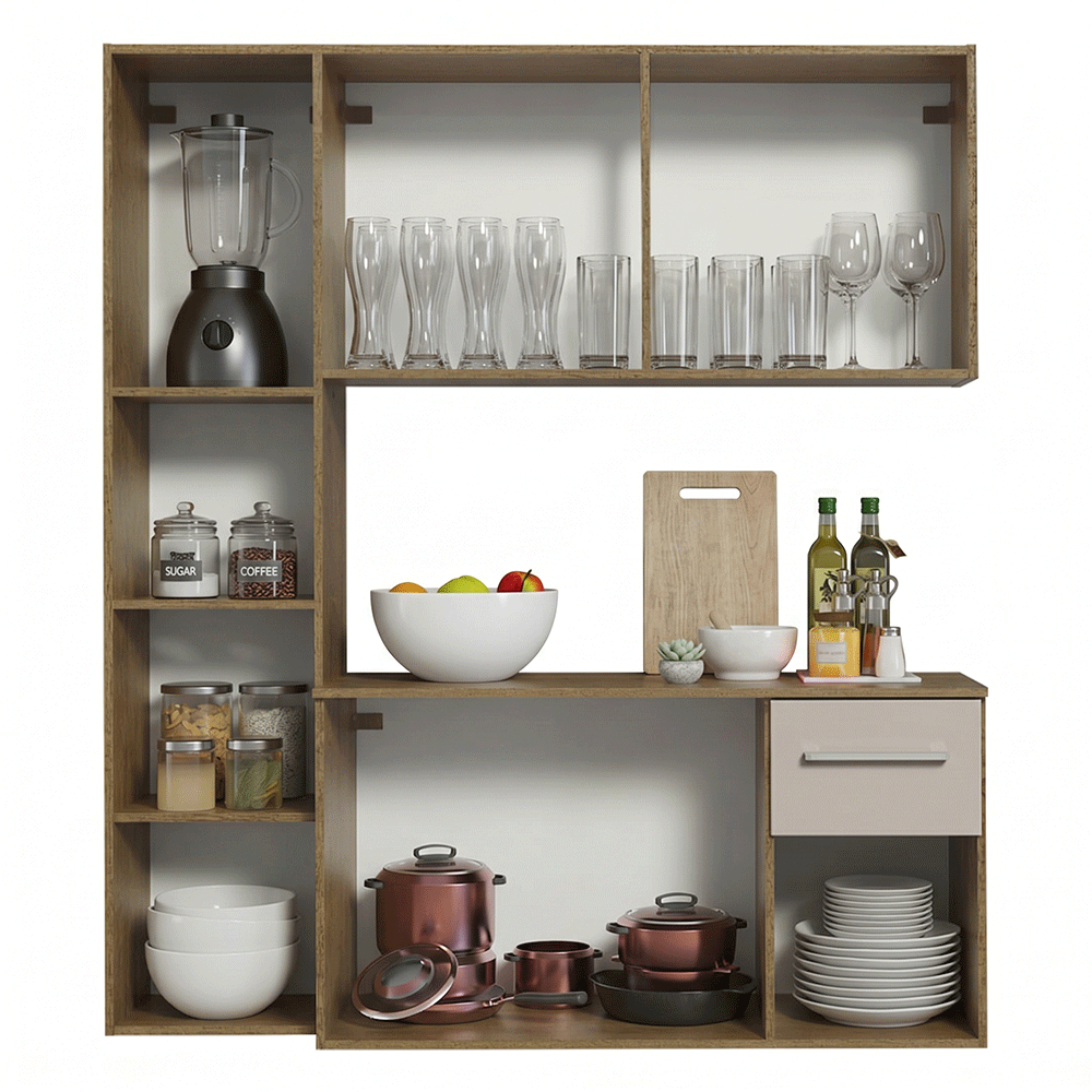 Armário de Cozinha Compacta 120cm Rustic/Crema Easy Madesa
