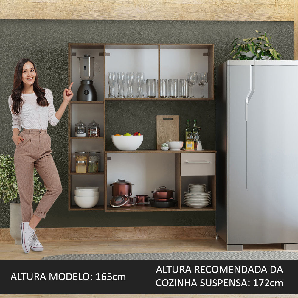 Armário de Cozinha Compacta 120cm Rustic/Crema Easy Madesa