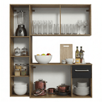 Armário de Cozinha Compacta 120cm Rustic/Preto Easy Madesa