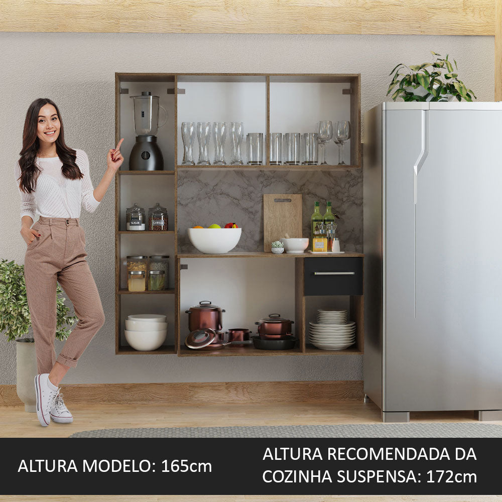 Armário de Cozinha Compacta 120cm Rustic/Preto Easy Madesa