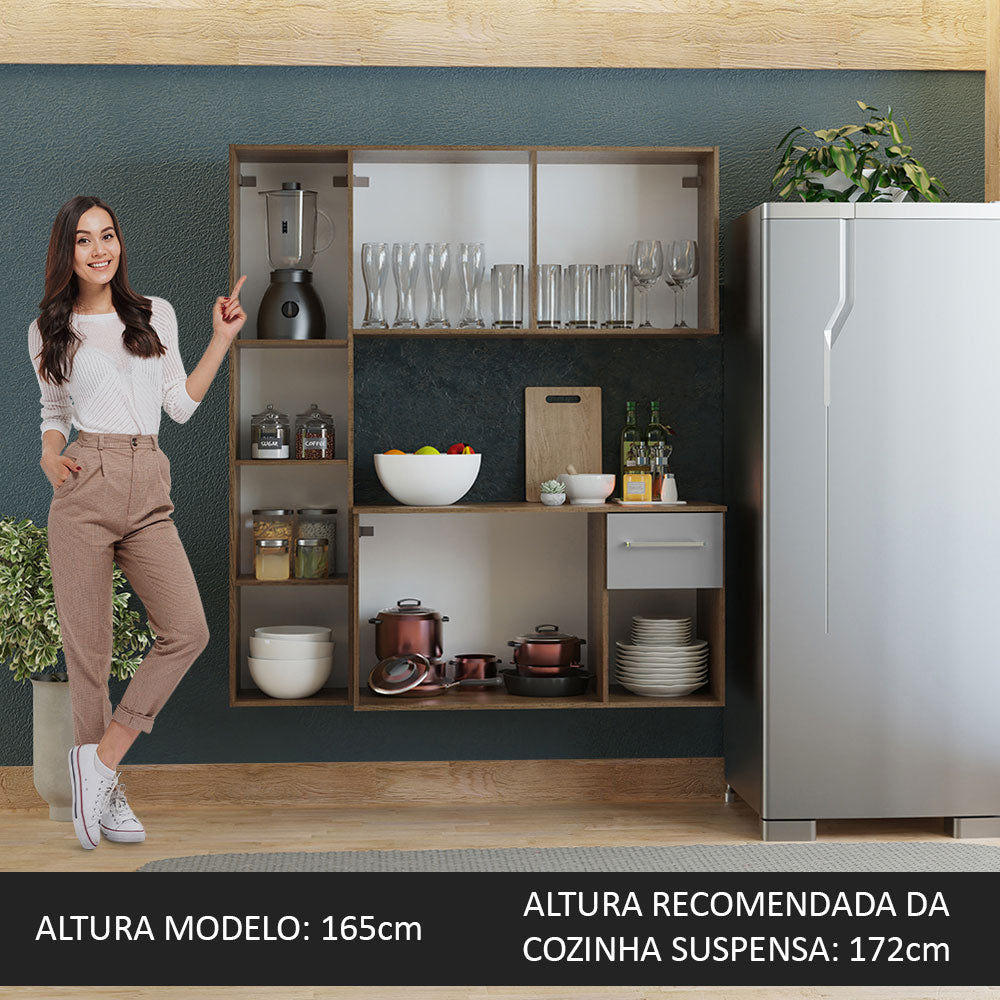 Armário de Cozinha Compacta 120cm Rustic/Cinza Easy Madesa