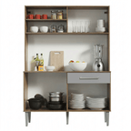 Armário de Cozinha Compacta 120cm Rustic/Cinza Life Madesa