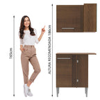 Kit de Canto Reto Madesa Emilly 2 Portas com Armário Aéreo, Adega e Balcão Rustic